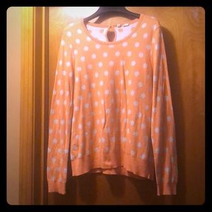 Women’s XL peach & white polka dot sweater